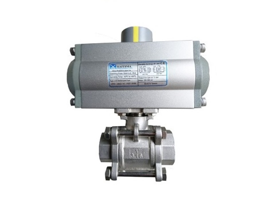  Van Bi Điều Khiển Khí Nén Inox 304 DN20 PN16 Kết Nối Ren image